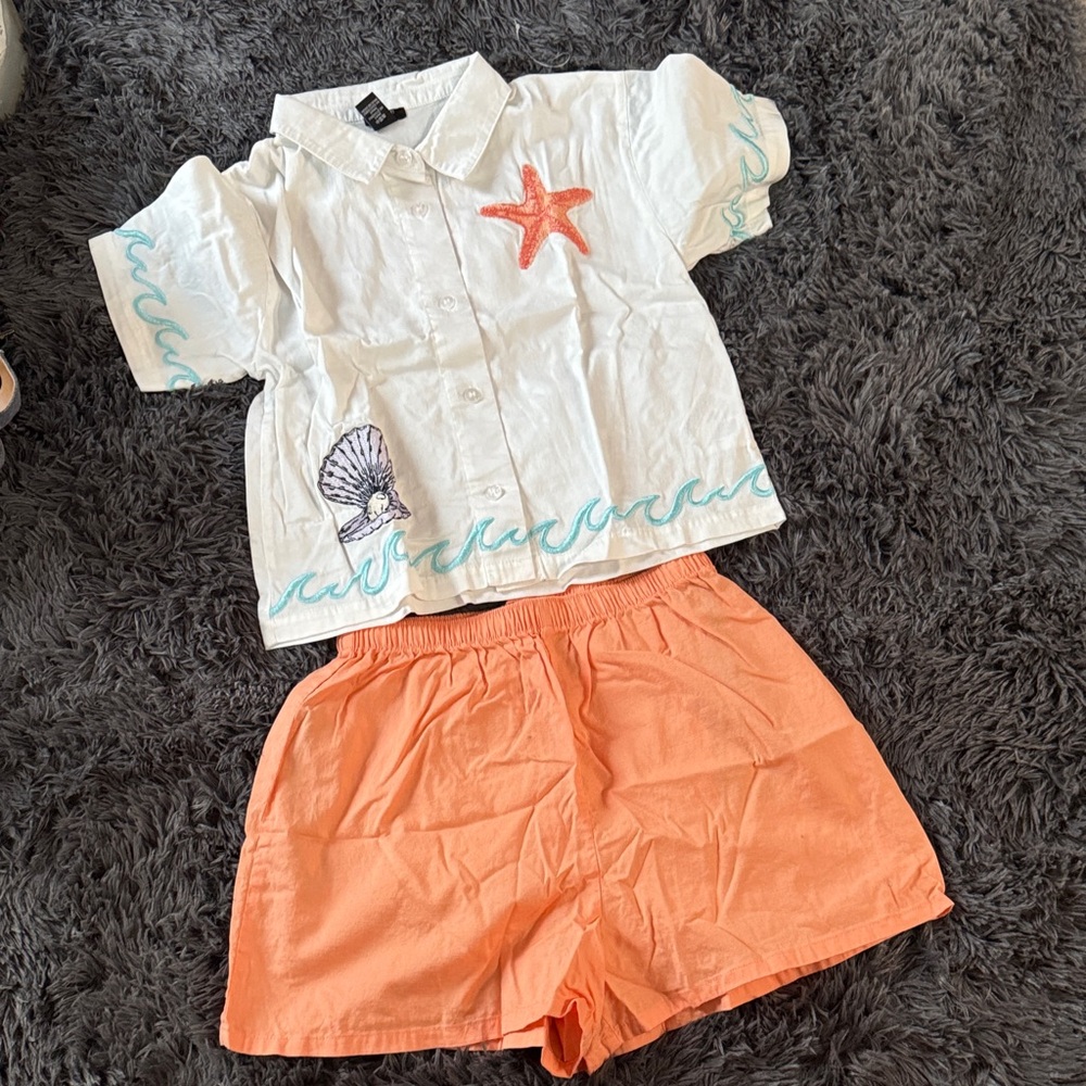 H&M Orange Elastic Waist Shorts
